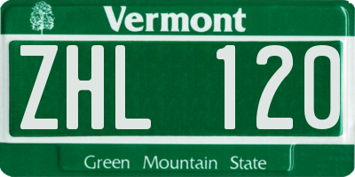 VT license plate ZHL120