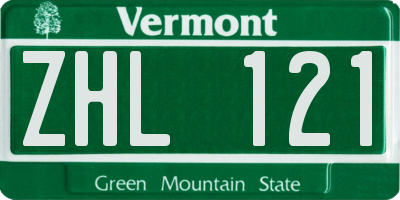 VT license plate ZHL121