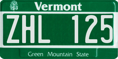 VT license plate ZHL125