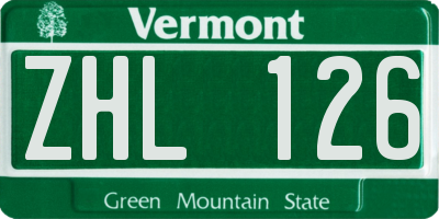 VT license plate ZHL126