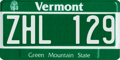VT license plate ZHL129