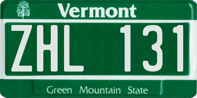 VT license plate ZHL131