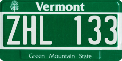 VT license plate ZHL133