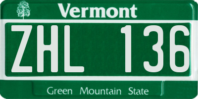 VT license plate ZHL136