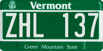 VT license plate ZHL137