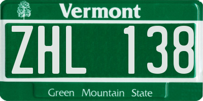 VT license plate ZHL138