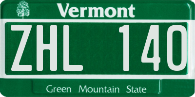 VT license plate ZHL140
