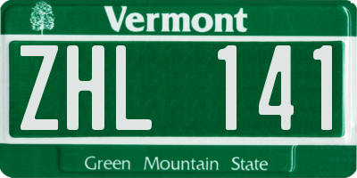 VT license plate ZHL141