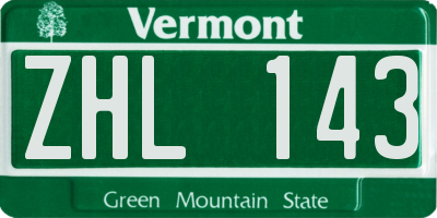 VT license plate ZHL143