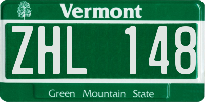 VT license plate ZHL148