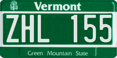 VT license plate ZHL155