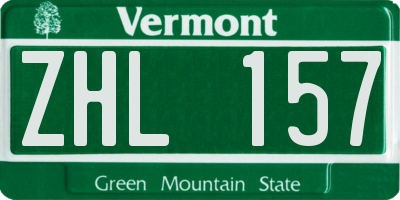 VT license plate ZHL157
