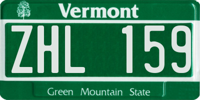 VT license plate ZHL159