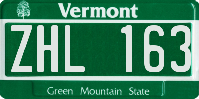 VT license plate ZHL163