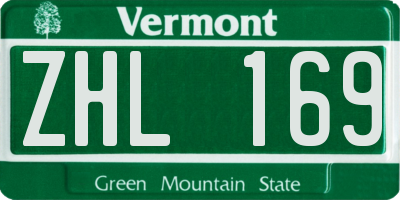 VT license plate ZHL169