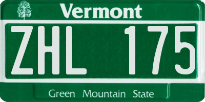 VT license plate ZHL175