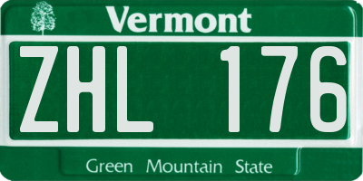 VT license plate ZHL176