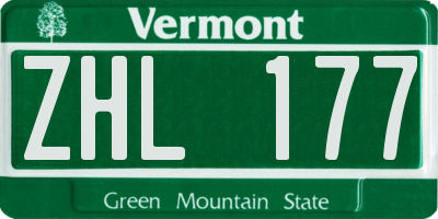 VT license plate ZHL177