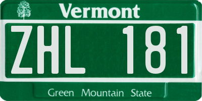 VT license plate ZHL181