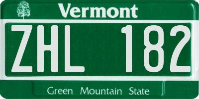 VT license plate ZHL182
