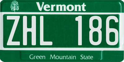VT license plate ZHL186