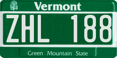 VT license plate ZHL188