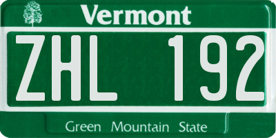 VT license plate ZHL192