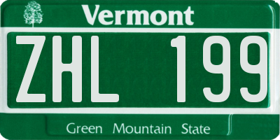 VT license plate ZHL199