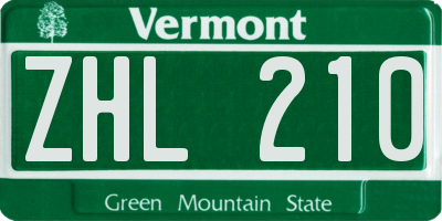 VT license plate ZHL210