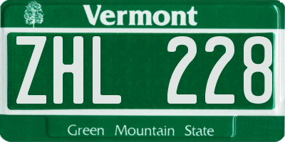 VT license plate ZHL228