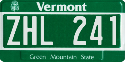 VT license plate ZHL241
