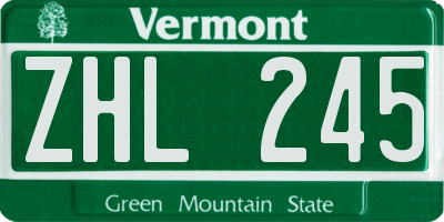 VT license plate ZHL245