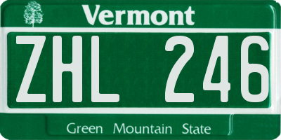 VT license plate ZHL246
