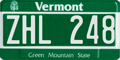 VT license plate ZHL248
