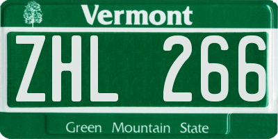 VT license plate ZHL266