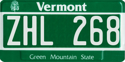 VT license plate ZHL268