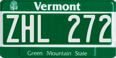 VT license plate ZHL272