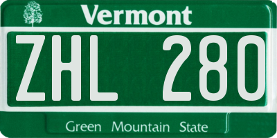 VT license plate ZHL280