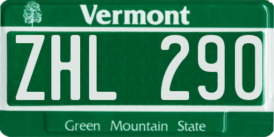 VT license plate ZHL290