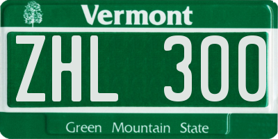 VT license plate ZHL300