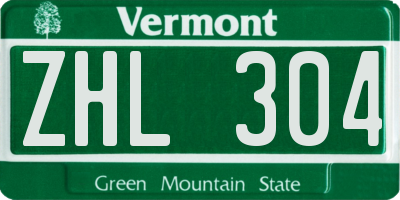 VT license plate ZHL304