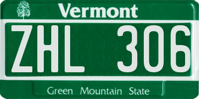 VT license plate ZHL306