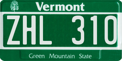 VT license plate ZHL310