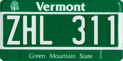 VT license plate ZHL311