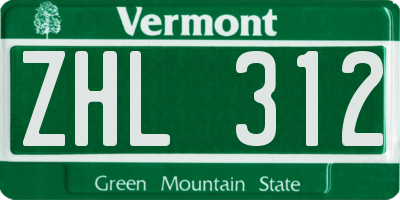 VT license plate ZHL312