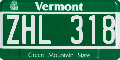 VT license plate ZHL318