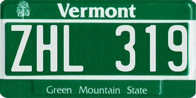 VT license plate ZHL319