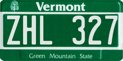 VT license plate ZHL327