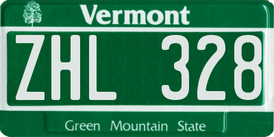 VT license plate ZHL328