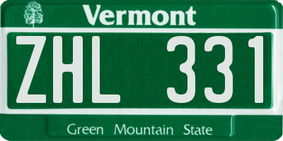 VT license plate ZHL331